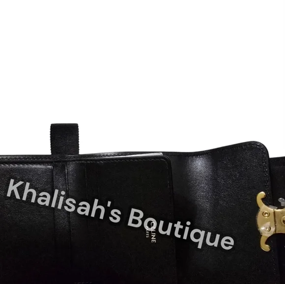 LIKE NEW!!! CELINE COMPACT WALLET WITH COIN TRIOMPHE IN Shiny Calfskin TRIFOLD - Picture 10 of 16